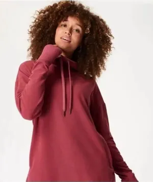 Sweaty Betty Escape luxe Athleisure L berry pink pullover hoodie thumbnail 1