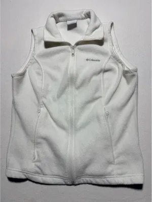 Columbia Sportswear M White Ivory Full Zip Fleece Vest Zippered Pockets thumbnail 3