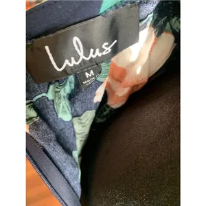 Lulu's Navy Tropical Floral Maxi Dress Crisscross Back Wedding Garden Party M thumbnail 5