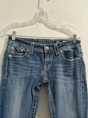 Miss Me Signature Boot Cut Slim Fit Stretch Women Denim Jeans raw hem BOOT 28 thumbnail 2