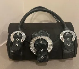 Bag Chic Black Satchel with Silver Buckle Accents by ROCCOBAROCCO/lovely clean thumbnail 1