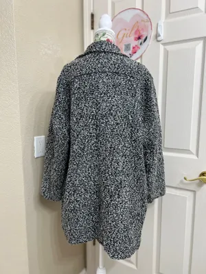 JustFab Black & White Marled Textured Asymmetrical Zip Coat 2X NWT thumbnail 4