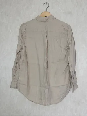 Quince Women’s 100% European Linen Long Sleeve Shirt in Driftwood M thumbnail 7