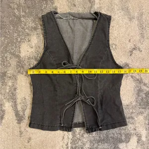 SHEIN Gray Denim Vest with ties thumbnail 3