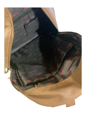 Plexus Brown Vegan Pebble Leather Multi-Pocket Backpack Purse | Cognac Gold thumbnail 3