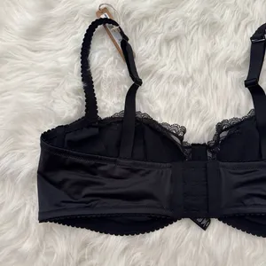 Skims Stretch Satin Lace Unlined Balconette Bra Onyx Size 42DD thumbnail 7