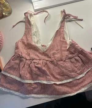 & Other Stories red and white stripe top thumbnail 1