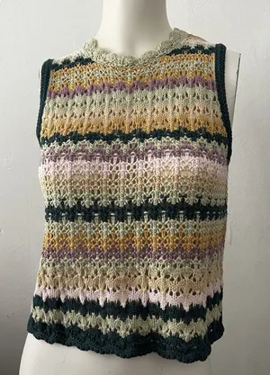 Universal Threads Sweater Vest Small Crochet Striped Knit Festival Boho Western thumbnail 1