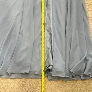 Azazie Womens A6 Dusty Blue Chiffon Flutter Sleeve Floor Length Bridesmaid Dress thumbnail 12