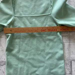 Alice + Olivia Mint Green Square Neck Knit Top Fitted Stretchy Dreamy Feminine S thumbnail 6