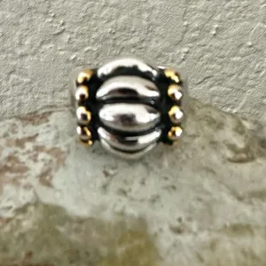 Bold Dome Ring – Silver & Gold Mixed Metal Statement thumbnail 4