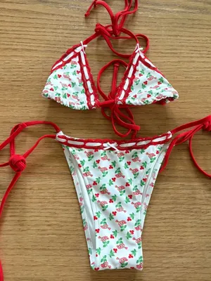 White Face Mask with Red Cherry Print thumbnail 1