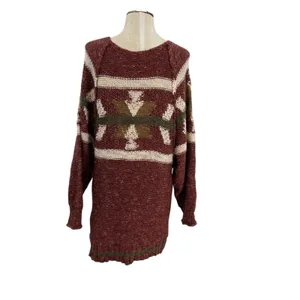 Free People Northern Lights Sweater‎ Mini Dress Boho Knit Red Size XS thumbnail 9