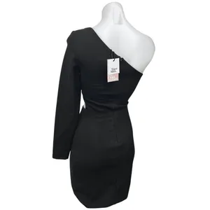 NEW Tiger Mist Nova Black One Shoulder Cutout Long Sleeve Mini Bodycon Dress XS thumbnail 2