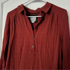 Maeve Anthropologie Bloomsbury Tie Waist Shirt Dress Rust Orange Size 6 thumbnail 7