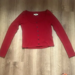 Madewell Women’s Ribbed‎ Cardigan Crop Tee in Scarlet thumbnail 4