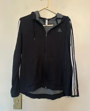 Women’s Adidas full zip black jacket large thumbnail 1