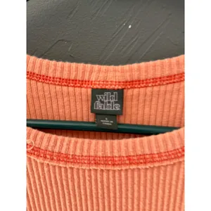 Wild Fable‎ Womens Orange Ribbed Long Sleeve Crop Top Contrast Stitch Size L thumbnail 2