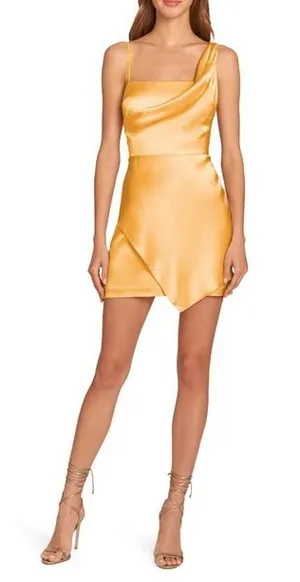 Amanda Uprichard Ravello Draped Layered Mini Dress Citron Yellow Sz Small thumbnail 1