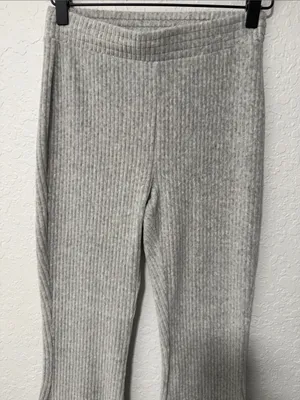 AERIE Grey Ribbed Flared Pants Size XS Short thumbnail 5
