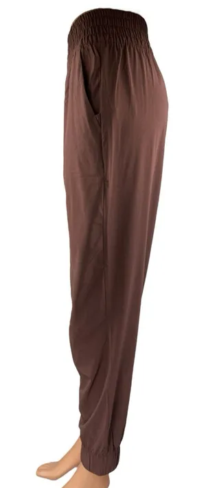Vuori Women's Brown High Waisted Elastic Waist Tapered Trousers Joggers Pants L thumbnail 1
