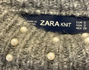 ZARA Pearl Embellished Cropped Sweater thumbnail 3