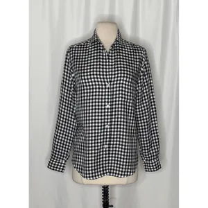 GRAYSON The Hero Black White Gingham Button Front Shirt Blouse Size 02 Small thumbnail 2