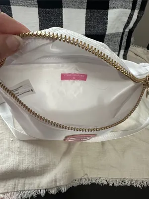 White Crossbody Belt Bag with Pink 'S' Patch by Stoney Clover Ln NEW thumbnail 5