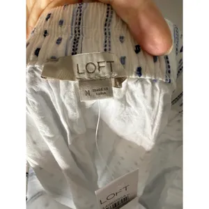 NWT loft clip tiered pull on mini skirt‎ white blue size m thumbnail 4