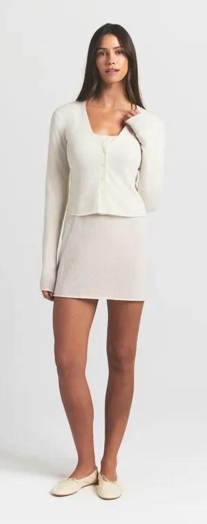 NWT Skims Featherweight Cashmere Cardigan XXS Egret Authentic thumbnail 1