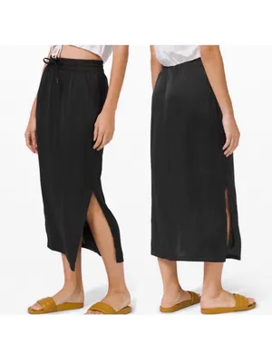 Lululemon Glide Away midi Slip Skirt with pockets Black 6 thumbnail 5