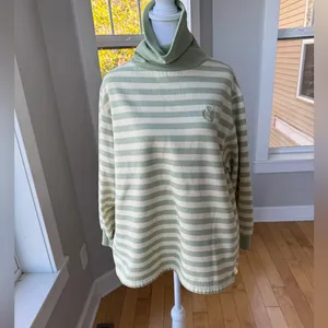 Vintage 90s Jaclyn Smith Sport Green Yellow Stripe Turtleneck Sweatshirt L thumbnail 8