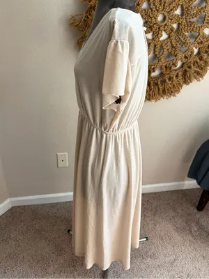 NWT Piper & Scoot Champagne Midi Dress Elastic Waist Soft velvety material thumbnail 6