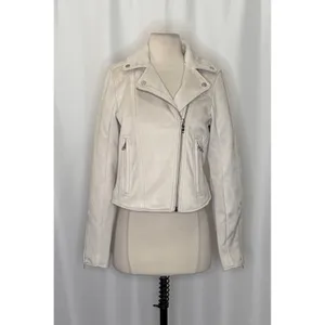 NWT!! ABERCROMBIE & FITCH Vegan Suede Moto Jacket Vegan Cropped Pale Gray Medium thumbnail 2