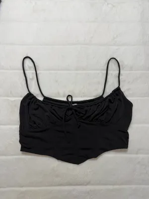 Garage Black Corset Milkmaid Cami Crop Top Women Medium thumbnail 4