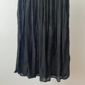Boho Beachy Relaxed Flowy Witchy Crinkle Maxi Skirt OS Black thumbnail 5