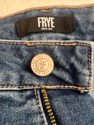 FRYE Women’s Blue Straight-Leg Denim Jeans size 4/27 slight distressed 5 pockets thumbnail 3