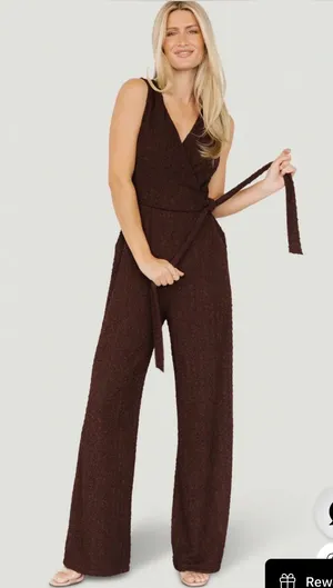 Baltic Born Natasha Chocolate Brown Sleeveless Wrap Jumpsuit thumbnail 1