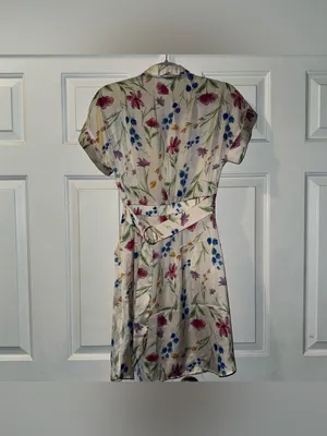 French Connection Women's Cream White Floral Print Short Sleeve Dress Small thumbnail 3