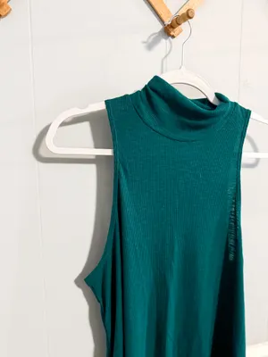Free People Topanga Forest Green Sleeveless Turtleneck Top thumbnail 6