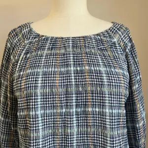 Anthro‎ Pilcro Shari Plaid Smocked Blouse Cottagecore Boho Top Sz M thumbnail 5