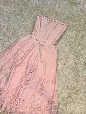NEW HOUSE OF CB Belissa Strapless Broderie Anglaise Midi Pink Dress sz XS thumbnail 5