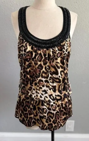 Bebe NWT Silk Leopard Print Blouse thumbnail 1