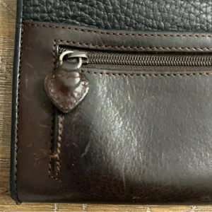 Brighton Vintage Leather Wallet with Silver Tone Hearts and Leather Hearts. thumbnail 7