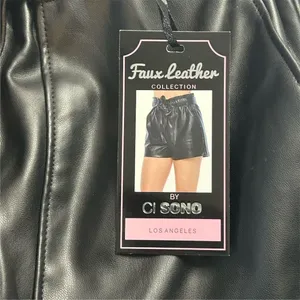 Ci Sono Women's Black Faux Leather Paperbag Shorts‎ Size M thumbnail 6