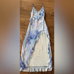 NWT White Fox End of Road Maxi Dress S Blue Frill Ruffle Edge Wedding Guest thumbnail 3