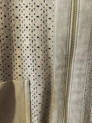 Gray Suede Full Zip Eyelet Jacket Size M thumbnail 3