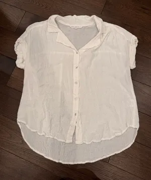 Jane and Delancey White Button-Front Women's Blouse Size Large - C73-008 thumbnail 1