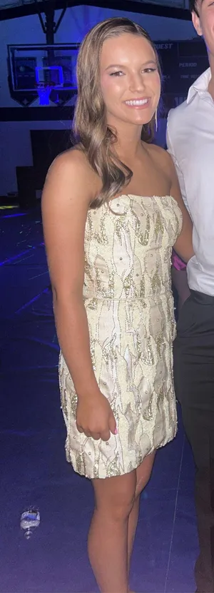 Gold Sherri Hill Cocktail Dress thumbnail 1