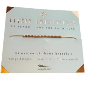 Lucky Feather 25th Birthday Milestone Birthday Bracelet Rose Gold Dipped NWT New thumbnail 1
